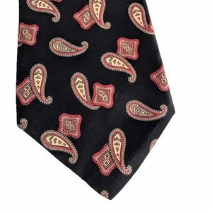 MARIO VALENTINO Silk Tie Black/Rose Paisley Print